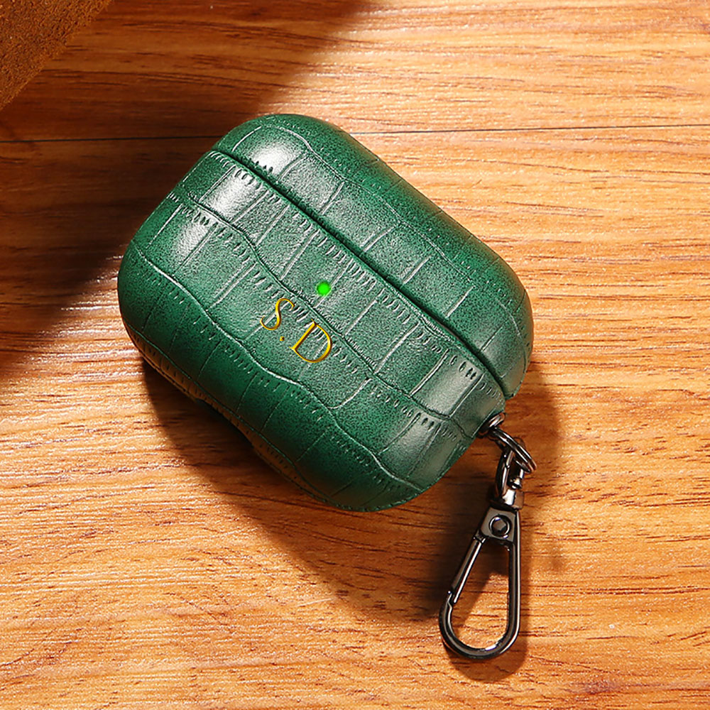 Monogram Keychain Leather - ل Airpods 1 2 3 4