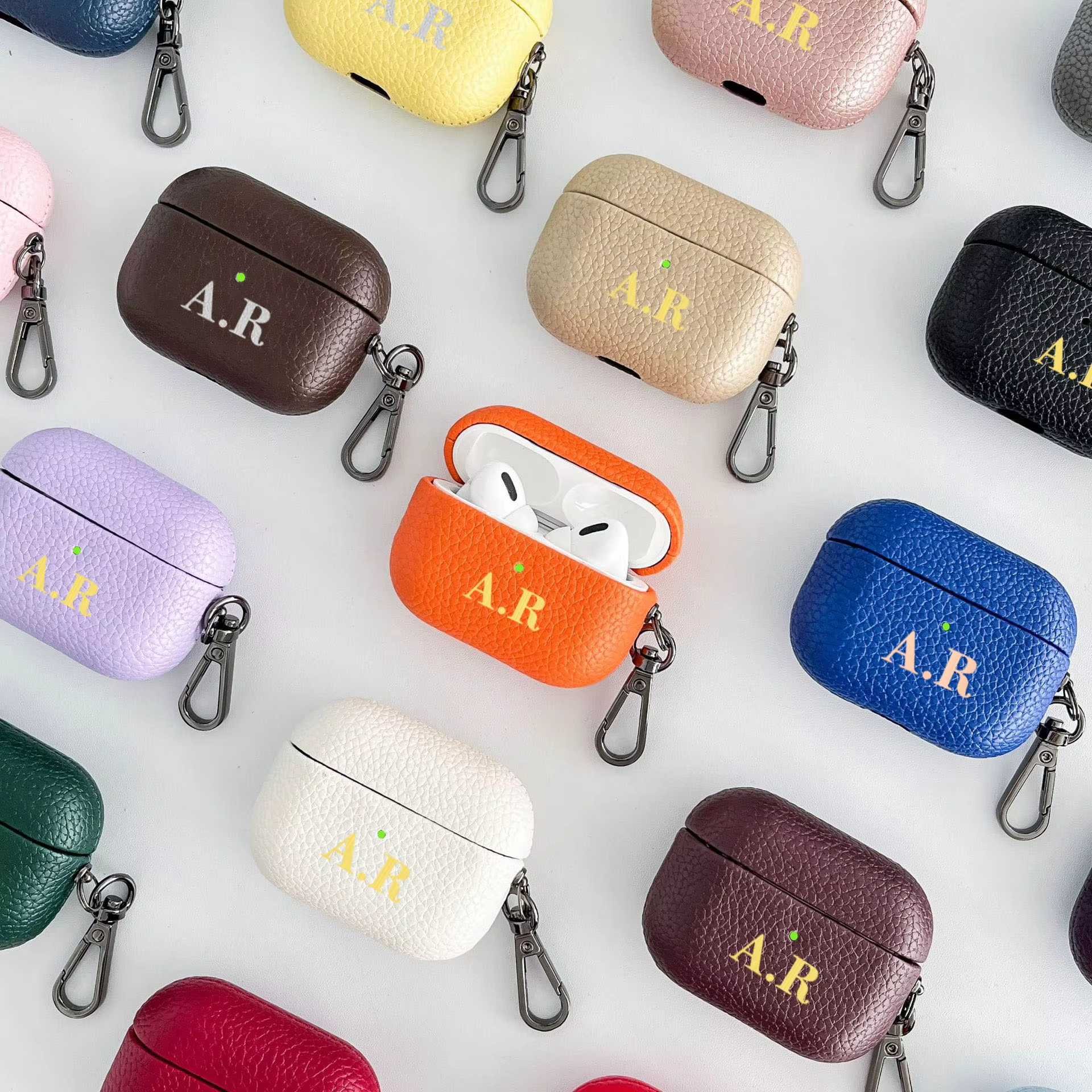 Monogram Keychain Leather - رسائل أولية شخصية تخصيص سماعة لتقوم
