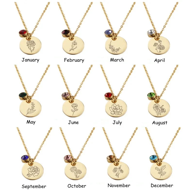 Birth Flower Necklace - شهر الميلاد الزهور Clipart أقراص الأزهار