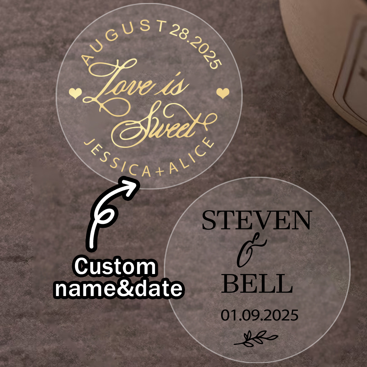 Personalised Candle Label - 30-240 قطعة ملصقات شفافة دائرية مخصصة