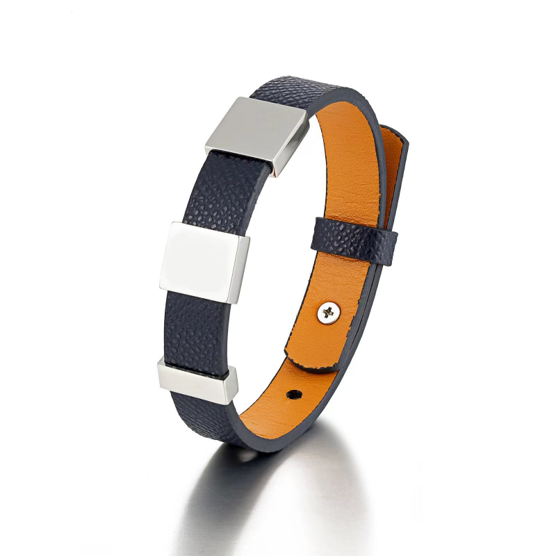 Coordinates Bracelet - قابل للتعديل سوار جلد طبيعي ،