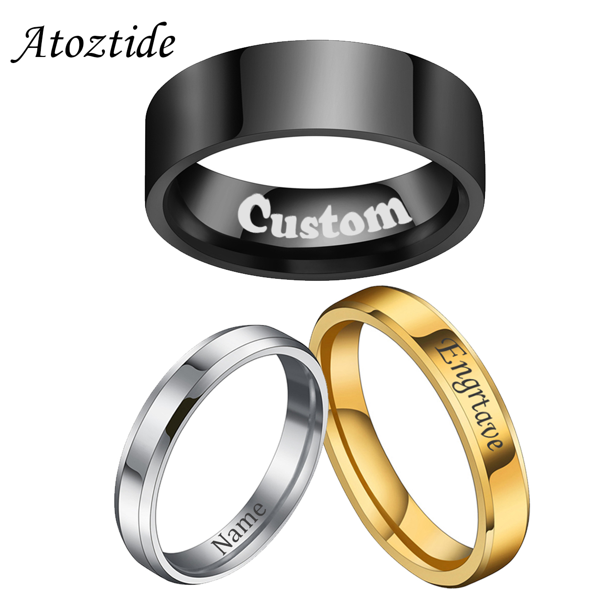 Initial Ring Custom - Atoztide 4/6/8 مللي متر شخصية نقش