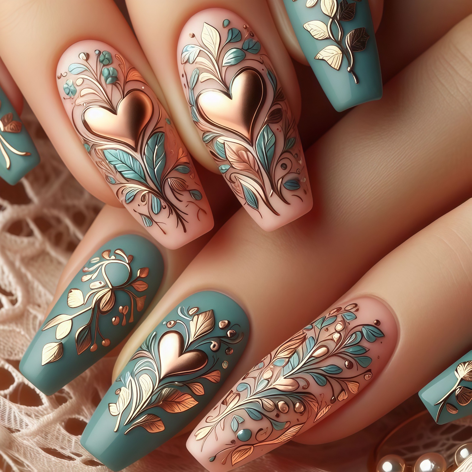 Pressed Flower Art - 24 قطعة/المجموعة 3D الأظافر وهمية للنساء