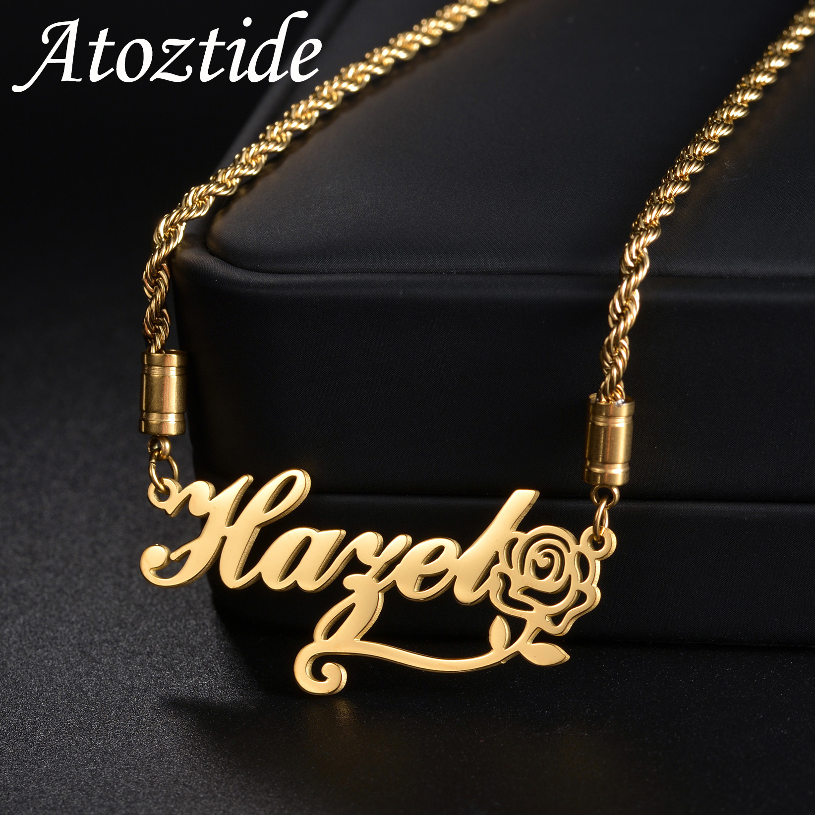 Birth Flower Necklace - Atoztide شخصية مخصصة اسم القلائد للنساء