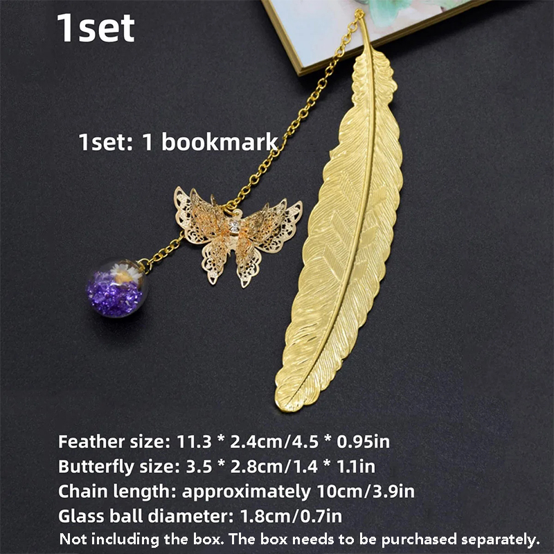 Dried Flower Bookmark - علامة كتاب معدنية بتصميم صيني مع