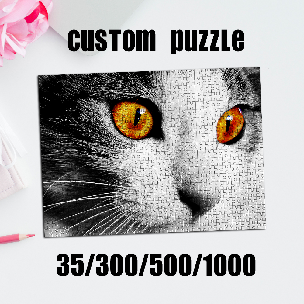 Pet Portrait Custom - 35/300/500/1000 قطعة لغز صور شخصي مخصص،
