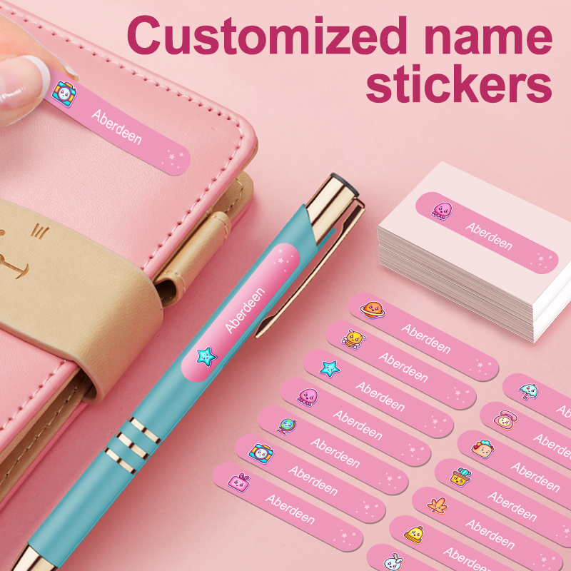 Personalized Name Box - ملصقات مخصصة مقاومة للماء لزجاجات المدرسة