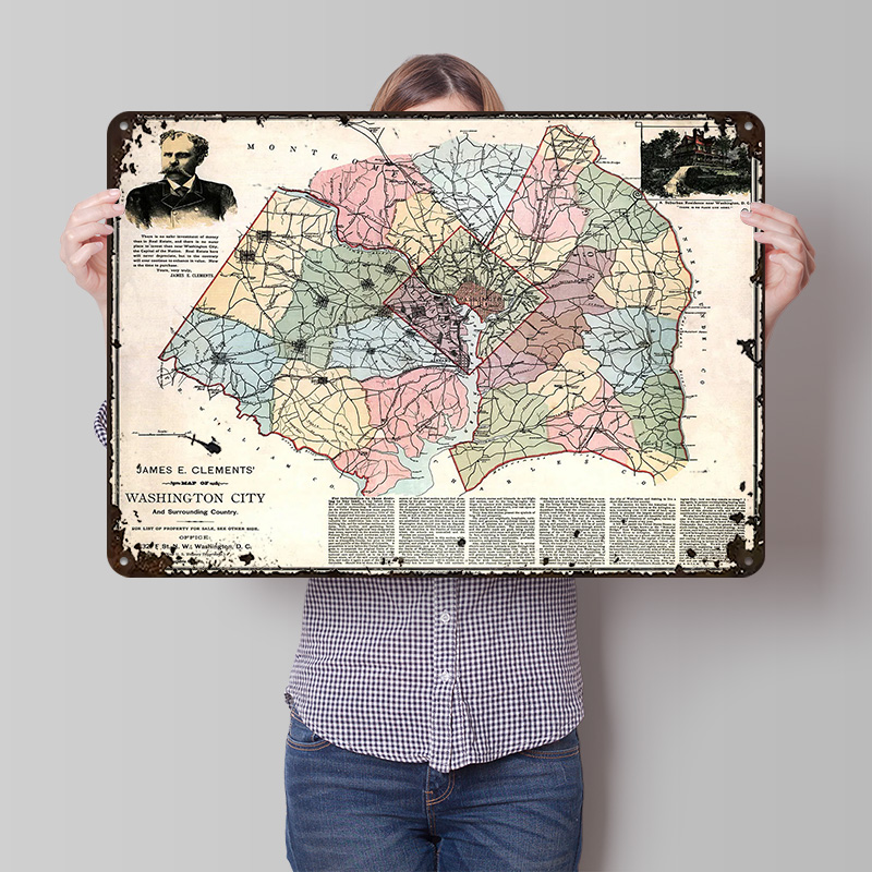Custom Map Poster - خريطة مدينة واشنطن مطبوعة كملصق، لوحات