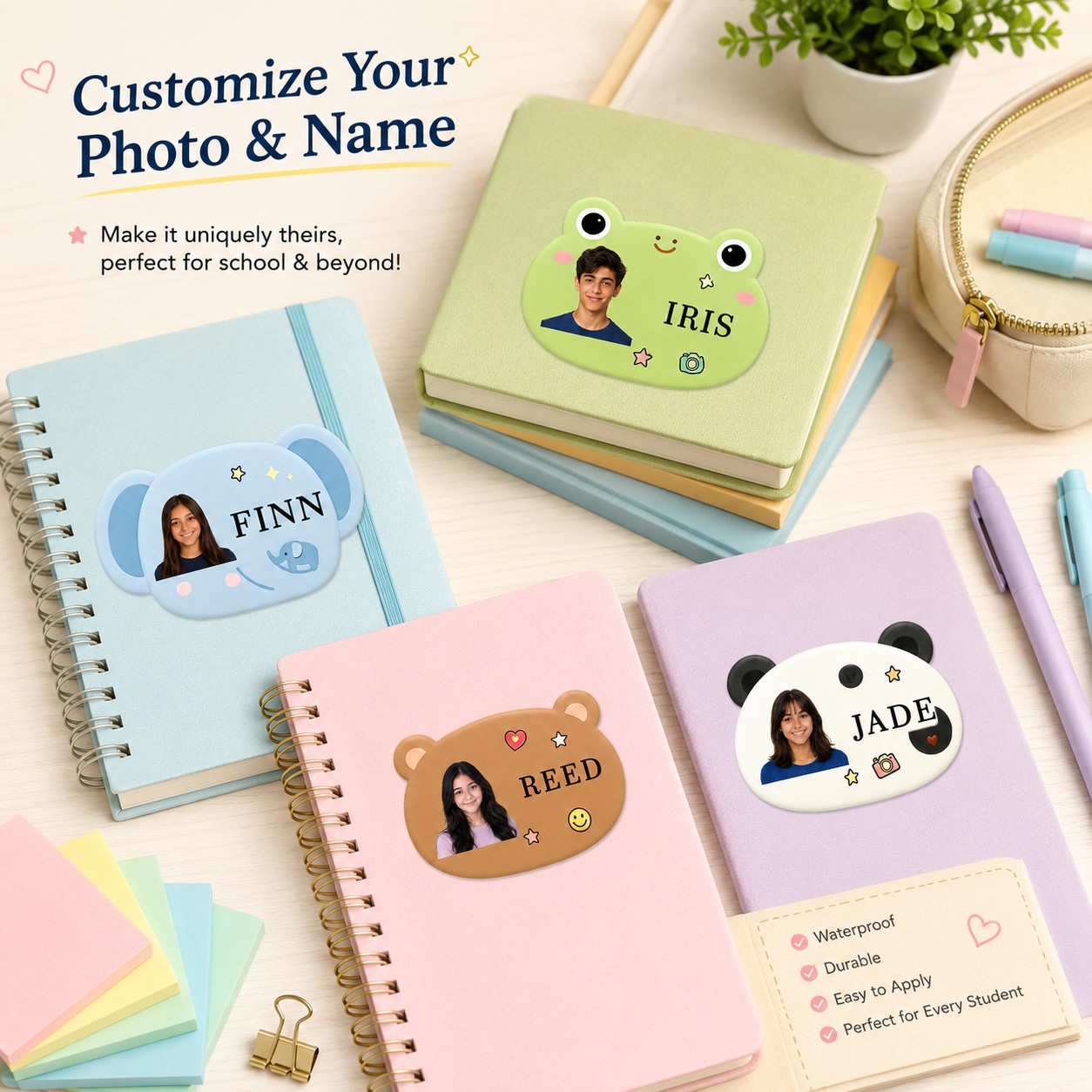 Custom Photo Book - ملصقات أسماء مخصصة بالصور، بطاقات أسماء
