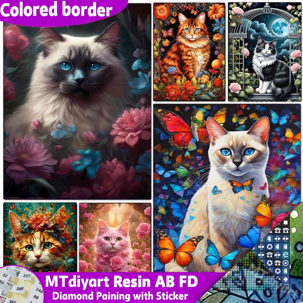 Photo Mosaic Print - طقم فن الرسم بالألماس للقطط، مكون