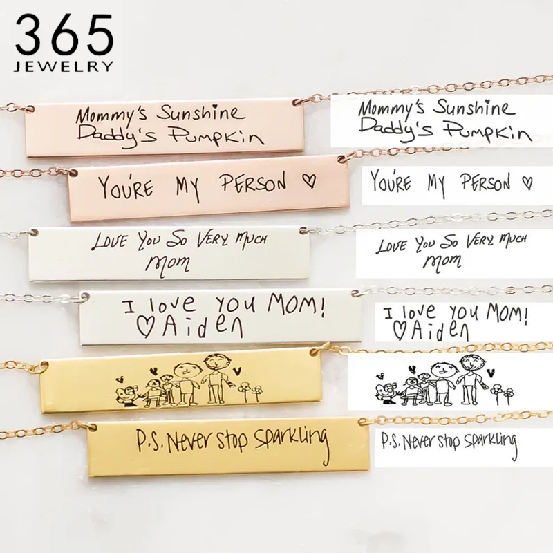 Handwriting Necklace Bar - قلادة شخصية من الفولاذ المقاوم للصدأ