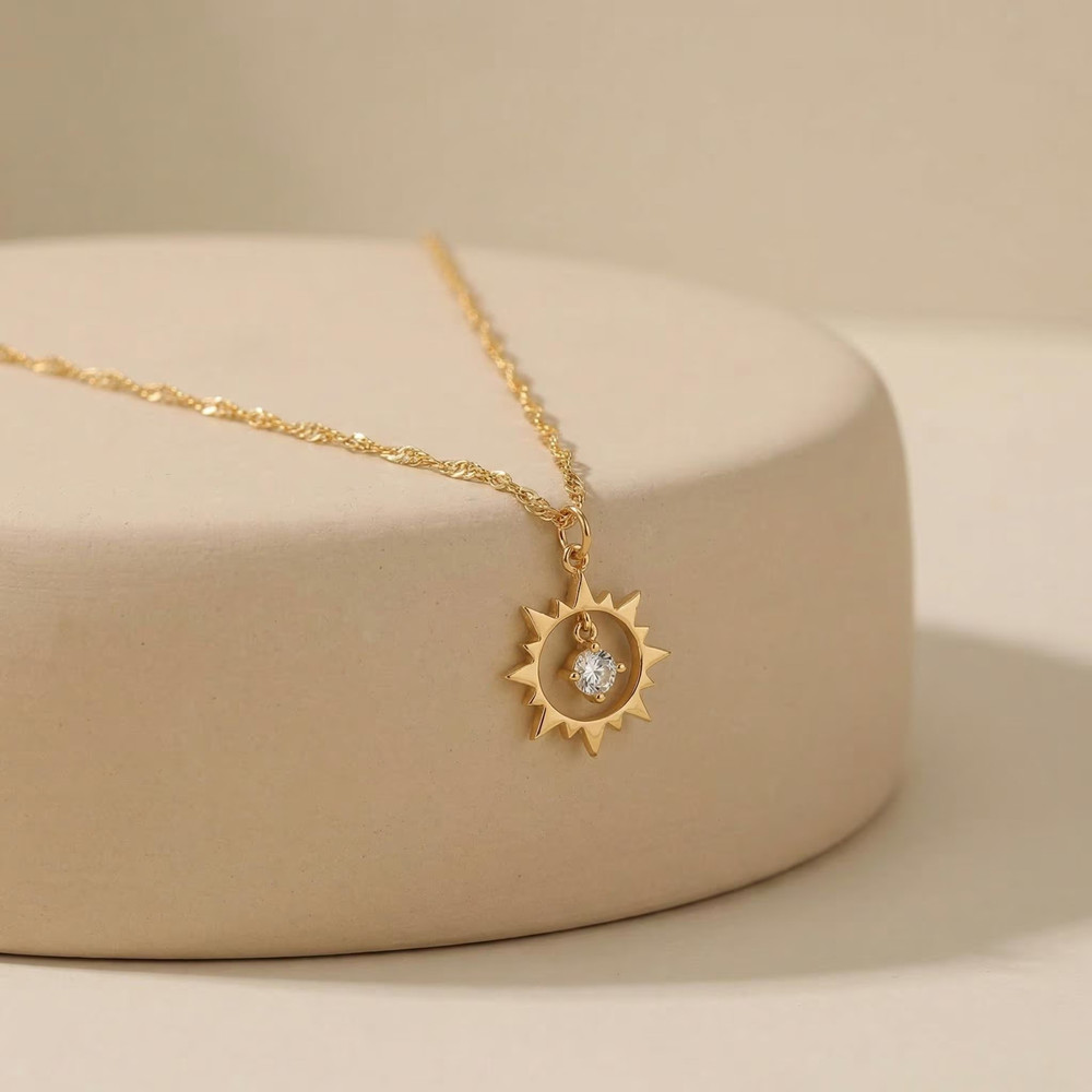 Birth Flower Necklace - قلادة شمسية عتيقة الطراز مصنوعة من