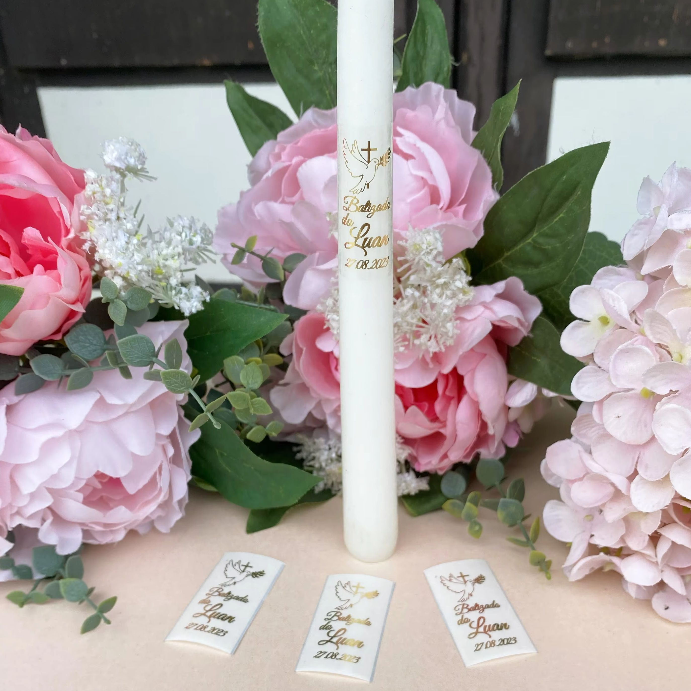 Personalised Candle Label - 10 ملصقات من ملصقات الشموع المعمودية