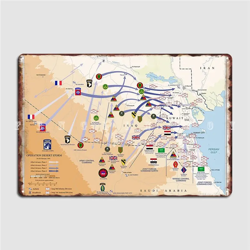 Custom Map Poster - عملية عواصف الصحراء خريطة الأرض فبراير