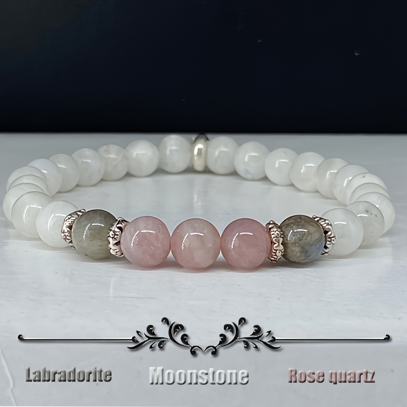 Coordinates Bracelet - 1 قطعة/حجر القمر واللابرادوريت والوردي سوار