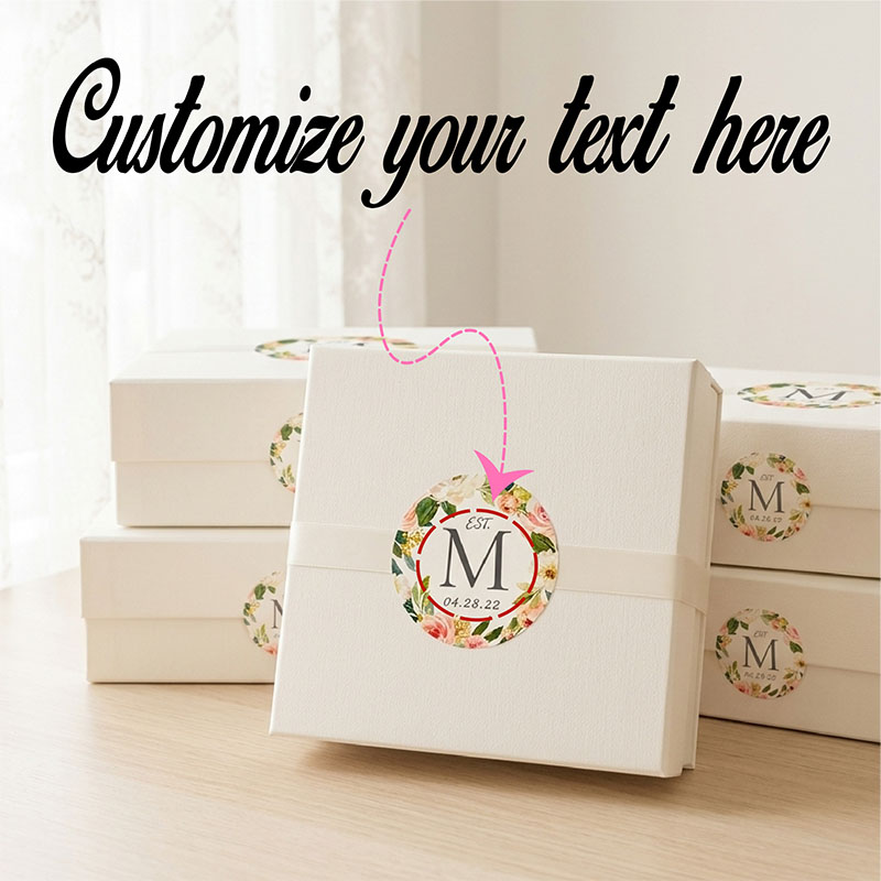 Personalized Name Box - ملصقات مخصصة بتصميم زهرة الفاوانيا البيضاء