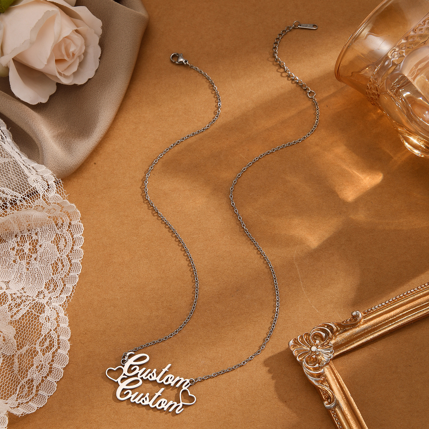 1 قطعة الفولاذ المقاوم للصدأ م - مراجعة Name Necklace Custom وسعره
