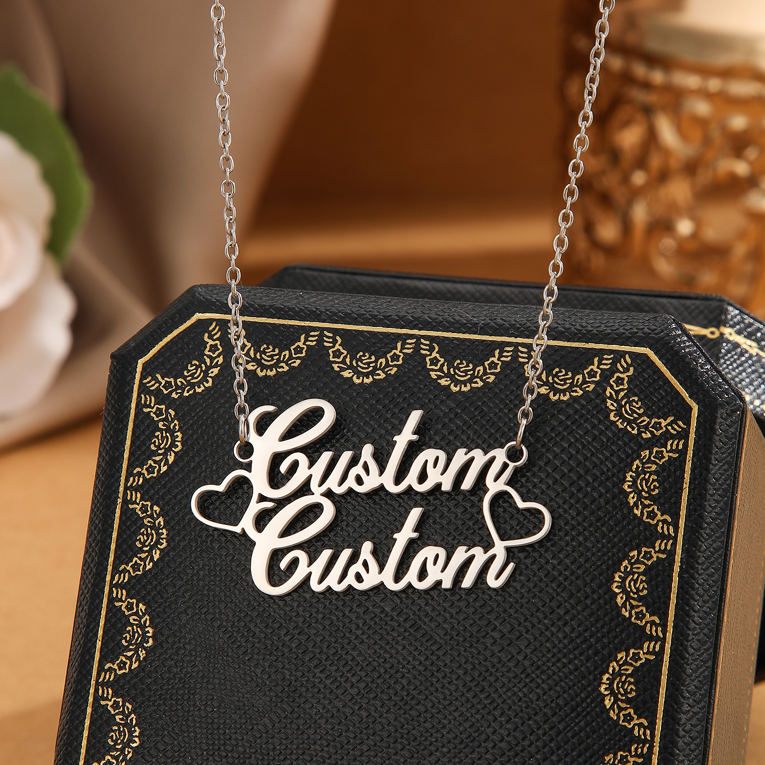 1 قطعة الفولاذ المقاوم للصدأ م - مراجعة Name Necklace Custom وسعره