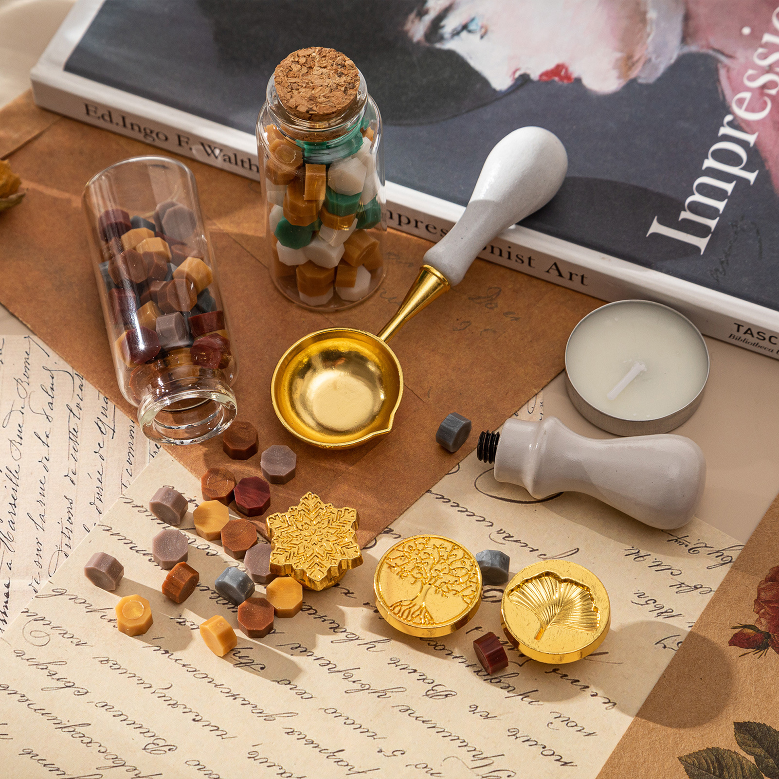 【ساخن】طقم ختم الشمع مع 3 قطع خ - مراجعة Wax Seal Letter Kit وسعره
