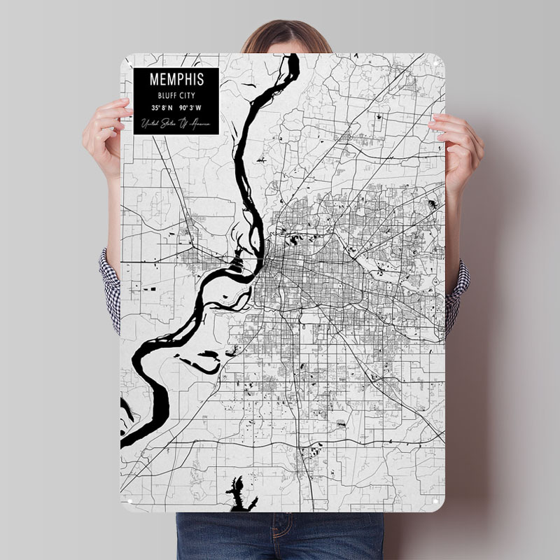 ممفيس TN USA صفيح علامات خريطة - مراجعة Custom Map Poster وسعره