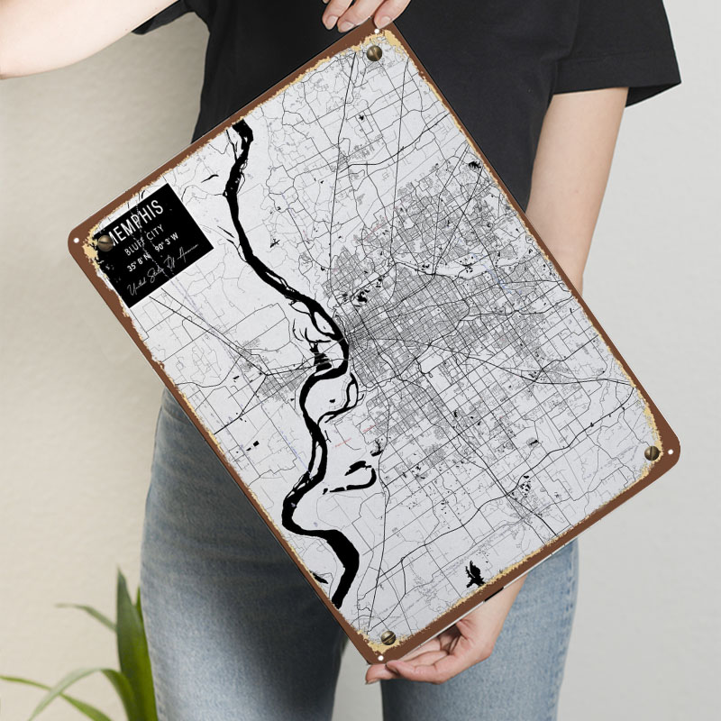 ممفيس TN USA صفيح علامات خريطة - مراجعة Custom Map Poster وسعره
