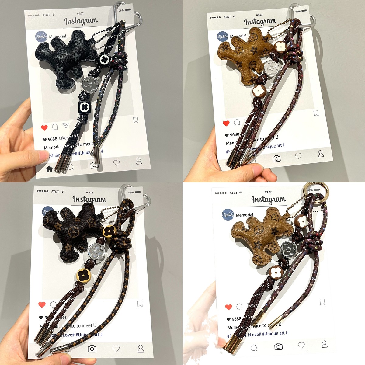 قلادة على شكل دب صغير للحقائب، - مراجعة Monogram Keychain Leather وسعره