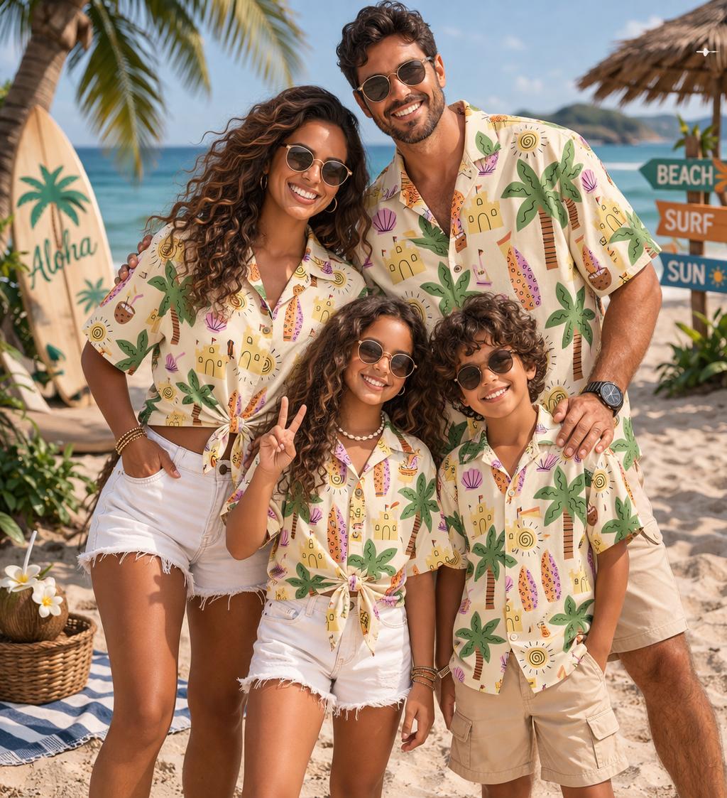 قميص هاواي للأطفال بنقشة نباتا - مراجعة Family Tree Print وسعره