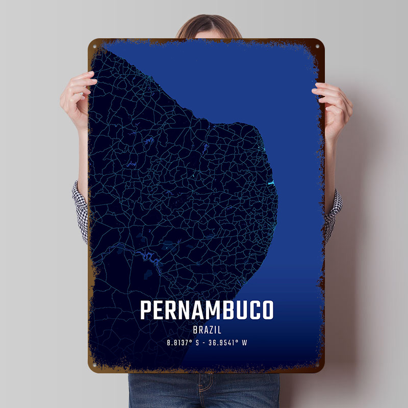 بيرنامبوكو منتصف الليل خريطة ا - مراجعة Custom Map Poster وسعره