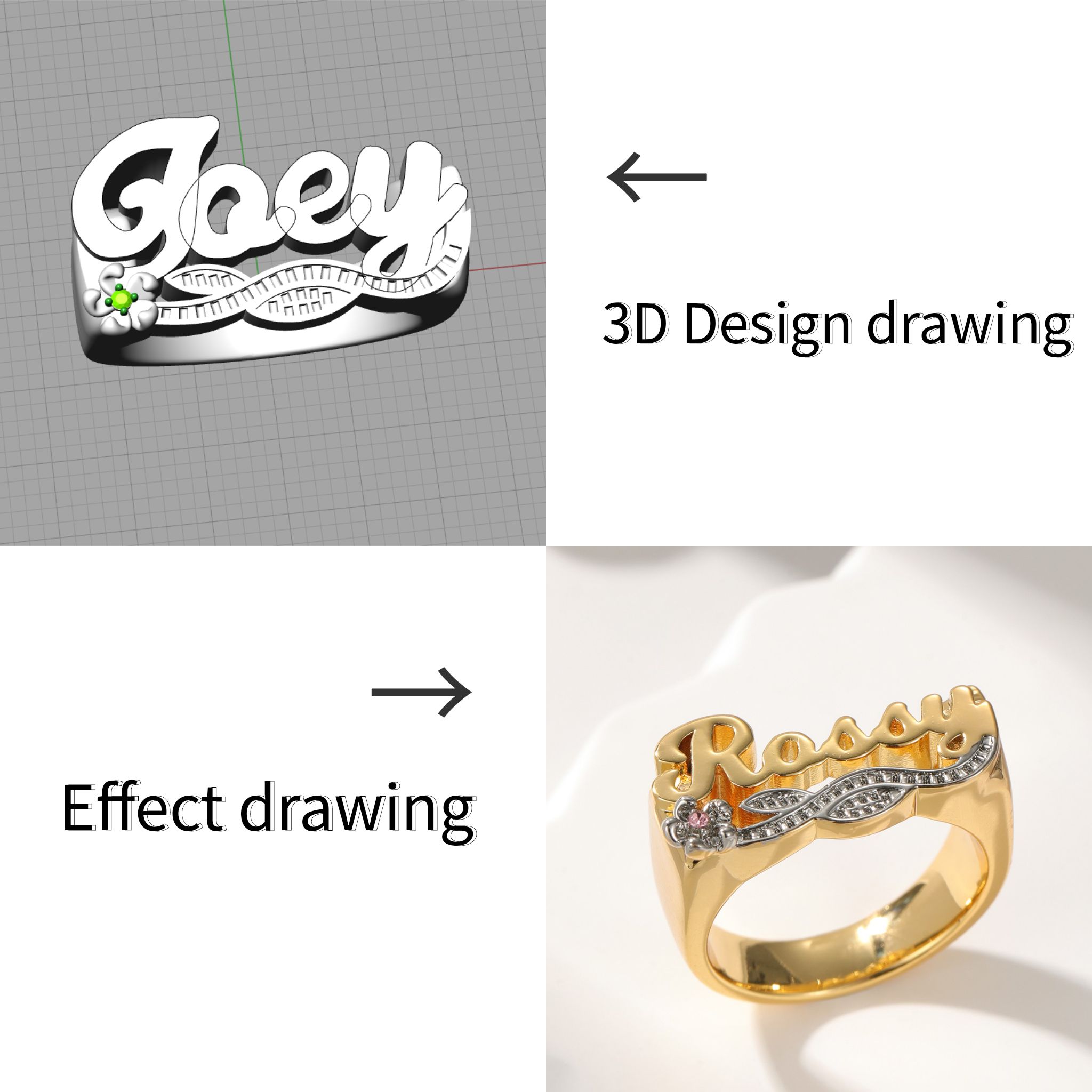 خاتم اسم ثلاثي الأبعاد مخصص ال - مراجعة Initial Ring Custom وسعره