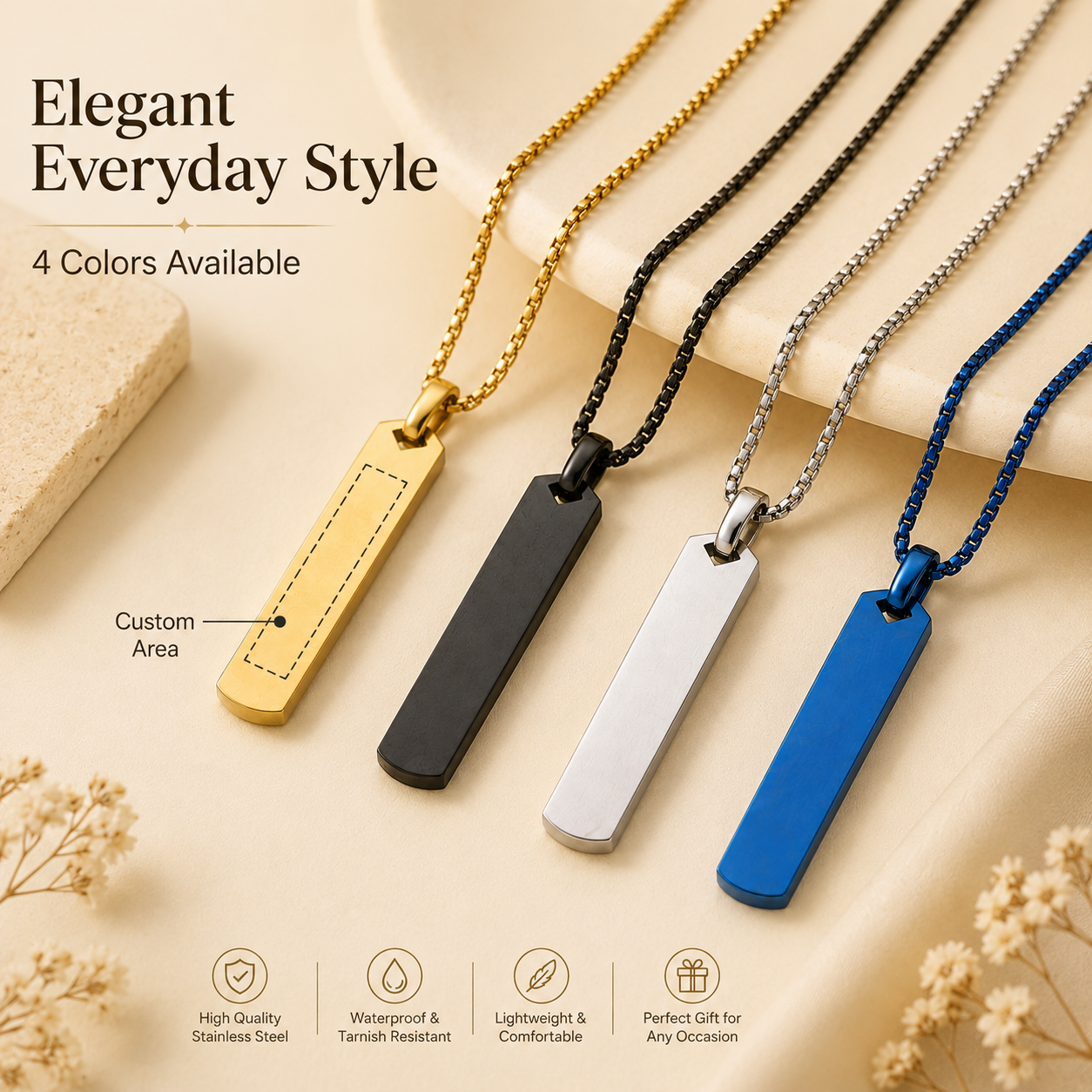 قلادة مخصصة بتصميم شريط طويل،  - مراجعة Name Necklace Custom وسعره