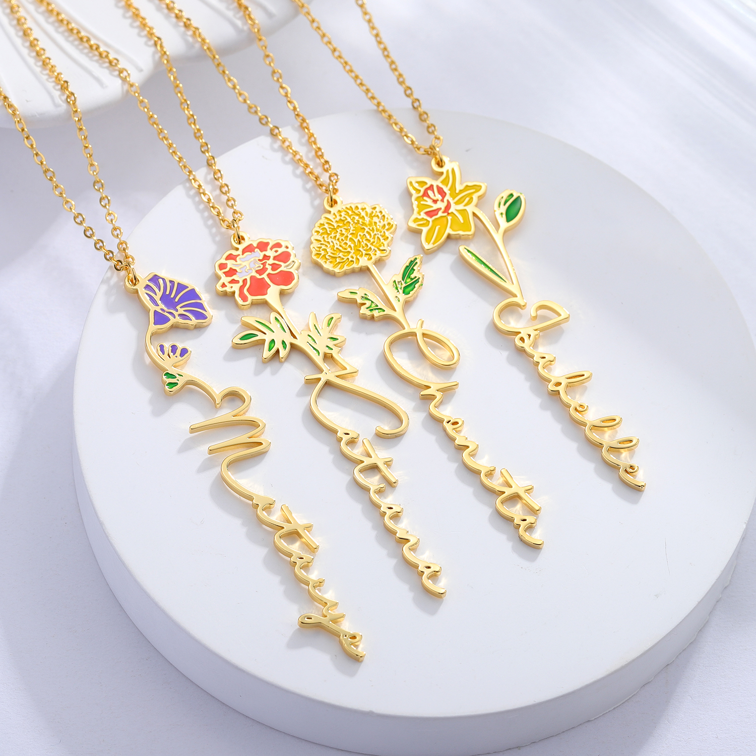 شخصية اسم قلادة مع زهرة الميلا - مراجعة Birth Flower Necklace وسعره