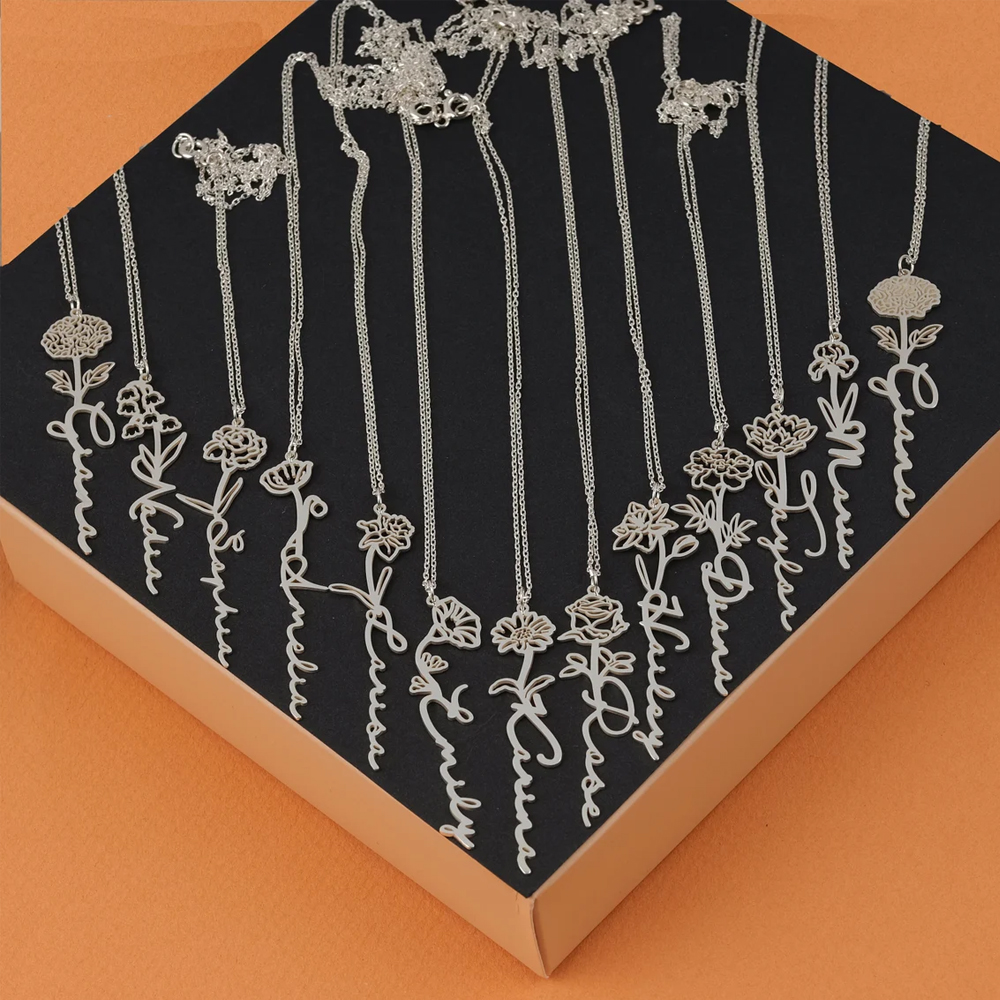 Haiyufly-قلادة اسم مخصص للنساء - مراجعة Birth Flower Necklace وسعره