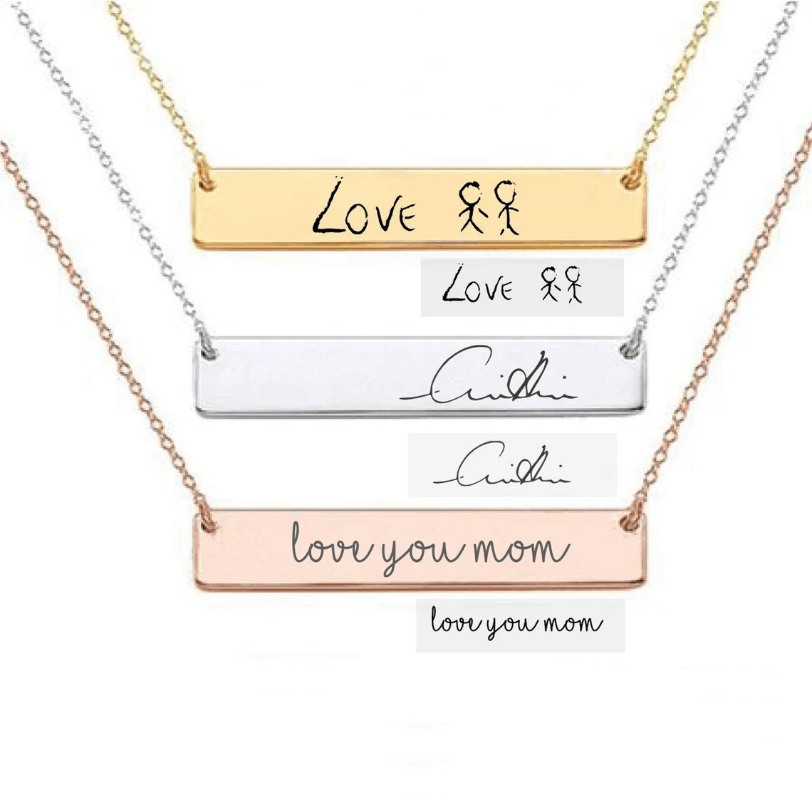 Actual Handwriting Bar Necklac - مراجعة Handwriting Necklace Bar وسعره