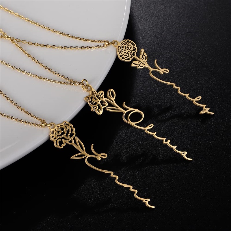 شخصية الميلاد زهرة اسم قلادة ا - مراجعة Birth Flower Necklace وسعره