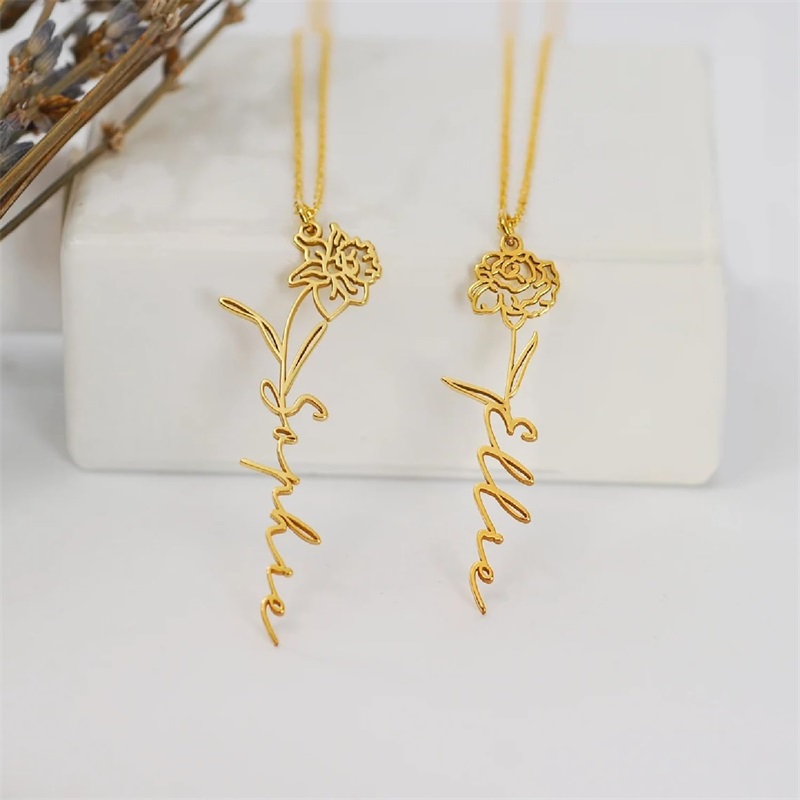 شخصية الميلاد زهرة اسم قلادة ا - مراجعة Birth Flower Necklace وسعره